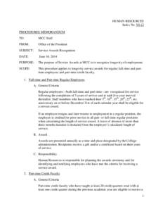 HUMAN RESOURCES Index No. VI-12 PROCEDURES MEMORANDUM TO:  MCC Staff