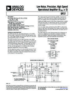 OP37 Low Noise, Precision, High Speed Operational Amplifier (AVCL ≥ 5) Data Sheet (Rev. B)