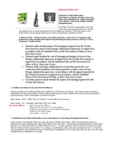 Payment of R&D CESS EXTRACTS FROM RELEVANT SECTIONS/CLAUSES OF R&D CESS ACT, 1986 (AS AMENDED IN[removed]AND R&D CESS RULES 1996 AND OTHER USEFUL INFORMATION.