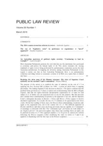 PUBLIC LAW REVIEW Volume 26, Number 1 March 2015 EDITORIAL ............................................................................................................................  3