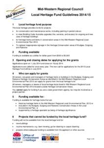 Mid-Western Regional Council Local Heritage Fund Guidelines[removed]Local heritage fund purpose