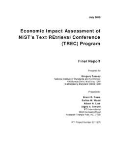 July[removed]Economic Impact Assessment of NIST’s Text REtrieval Conference (TREC) Program