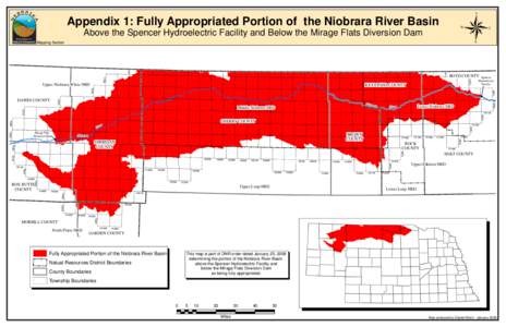 ®  Appendix 1: Fully Appropriated Portion of the Niobrara River Basin Above the Spencer Hydroelectric Facility and Below the Mirage Flats Diversion Dam Mapping Section