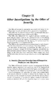 Commission on CIA Activities within the United States: Chapter 13 - Other Investigations by the Office of Security