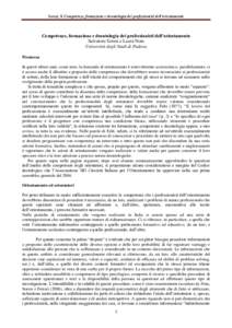 Soresi, S. Competenze, formazione e deontologia dei professionisti dell’orientamento  Competenze, formazione e deontologia dei professionisti dell’orientamento Salvatore Soresi e Laura Nota Università degli Studi di