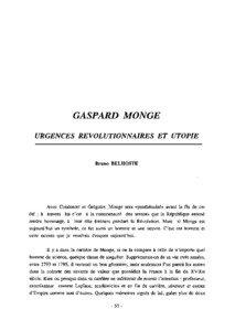 GASPARD MONGE URGENCES REVOLUTIONNAIRES ET UTOPIE