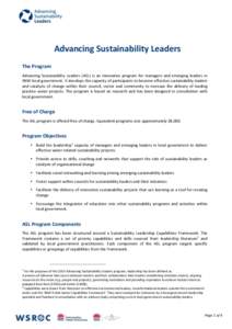 Western Sydney Regional Organisation of Councils / Sustainability / Earth / Cambridge Programme for Sustainability Leadership / Environment / Environmentalism / Local government in Australia