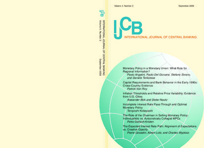 Volume 4, Number 3  September 2008 INTERNATIONAL JOURNAL OF CENTRAL BANKING Volume 4, Number 3