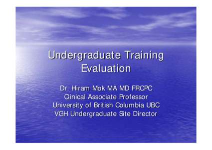 Undergraduate Training Evaluation