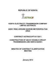 REPUBLIC OF KENYA  KENYA ELECTRICITY TRANSMISSION COMPANY LIMITED (KETRACO) 220KV RING AROUND NAIROBI METEROPOLITAN AREA