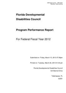OMB Approval No.: [removed]Expiration Date: pending Florida Developmental Disabilities Council