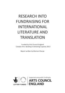 RESEARCH INTO FUNDRAISING FOR INTERNATIONAL LITERATURE AND TRANSLATION