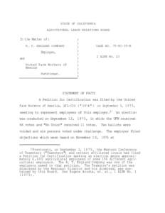 California / United States / California Agricultural Labor Relations Act / Teamsters / United Farm Workers / National Labor Relations Act / Salad Bowl strike / Frank Fitzsimmons / Economy of the United States / Change to Win Federation / Trade unions in the United States