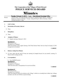 The Corporation of the Village of Point Edward  POLICE SERVICES BOARD Minutes Tuesday,