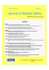 ISSN[removed]May 2013 Journal of Medical Safety IARMM Official Journal (Print version)