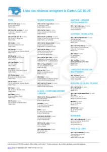 Liste des cinémas acceptant la Carte UGC BLUE PARIS REGION PARISIENNE  UGC Ciné Cité Bercy (18 salles)