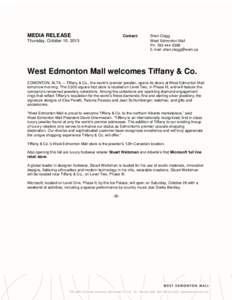 MEDIA RELEASE  Contact: Thursday, October 10, 2013