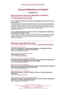 MAECENATA FOUNDATION  Current Publications in English OCTOBERMaecenata Institute Book Series MAECENATA SCHRIFTEN
