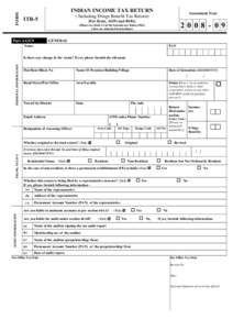 FORM  INDIAN INCOME TAX RETURN Assessment Year