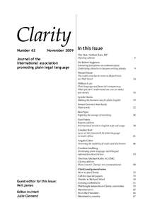 Clarity Number 62 November[removed]Journal of the