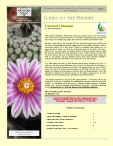 Gems of the Desert  Au g u s t[removed]Volume 41, Issue 8  Newsletter of the Orange County Cactus & Succulent Society