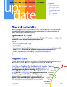 A N E W S L E T T E R F O R M A S S H E A LT H P R OV I D E R S  MassHealth Contents 1	 New and Noteworthy