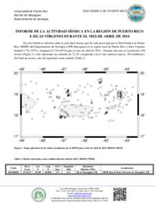 RED SISMICA DE PUERTO RICO  Universidad de Puerto Rico Recinto de Mayagüez Departamento de Geología