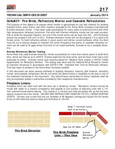 217 TECHNICAL SERVICES DIGEST JanuarySUBJECT: Fire Brick, Refractory Mortar and Castable Refractories