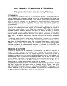 Environment / Dose / Toxicity / Median lethal dose / Poison / Pesticide / HAZMAT Class 6 Toxic and Infectious Substances / Fixed Dose Procedure / Toxicology / Medicine / Environmental science