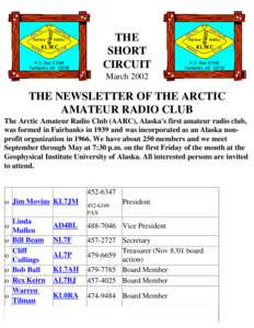 THE SHORT CIRCUIT March[removed]THE NEWSLETTER OF THE ARCTIC