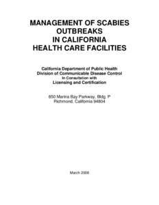 Management of Outbreaks of Scabies in California Healthcare Facilities