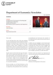 Department of Economics Newsletter No. 3, April 2015 Department of Economics  Contents