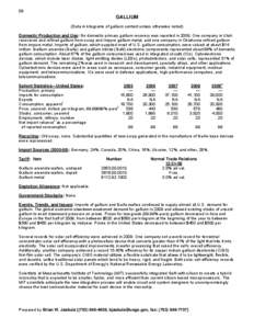 58  GALLIUM (Data in kilograms of gallium content unless otherwise noted) Domestic Production and Use: No domestic primary gallium recovery was reported in[removed]One company in Utah recovered and refined gallium from scr