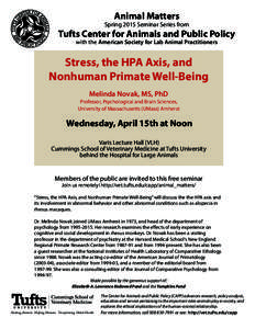 Animal Matters  Spring 2015 Seminar Series from Tufts Center for Animals and Public Policy with the American Society for Lab Animal Practitioners