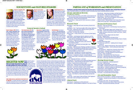 IASD 2011 Spring Flyer[removed]:28 AM Page 1  OUR KEYNOTES and FEATURED SPEAKERS