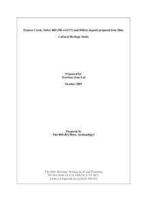 Frances Creek, Ochre Hill (MLA24727) and Millers deposit proposed Iron Mine Cultural Heritage Study Prepared for Territory Iron Ltd October 2005