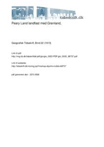 Peary Land landfast med Grønland,  Geografisk Tidsskrift, Bind[removed])