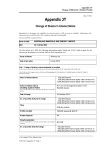 Appendix 3Y Change of Director’s Interest Notice Rule 3.19A.2 Appendix 3Y Change of Director’s Interest Notice