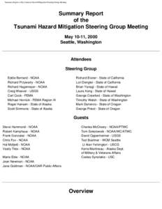 Summary Report of the Tsunami Hazard Mitigation Steering Group Meeting
