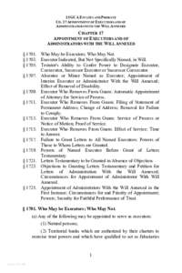 15 GCA ESTATES AND PROBATE CH. 17 APPOINTMENT OF EXECUTORS AND OF ADMINISTRATORS WITH THE WILL ANNEXED CHAPTER 17 APPOINTMENT OF EXECUTORS AND OF