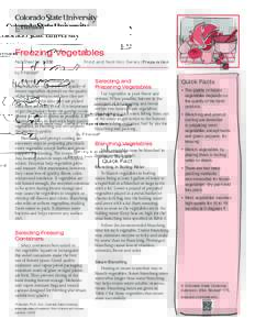 Freezing Vegetables Fact Sheet No.	[removed]Food and Nutrition Series| Preparation  by P. Kendall*