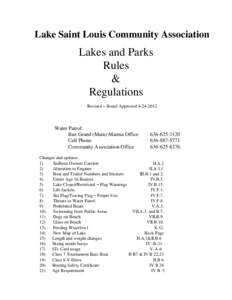 Lake Saint Louis Community Association  Lakes and Parks Rules & Regulations