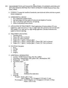 61 XVI. MANAGEMENT OF PLANT PARASITIC NEMATODES, CYLINDROCLADIUM BLACK ROT AND TOMATO SPOTTED WILT VIRUS IN PEANUT (TAREC Research Farm, Hare