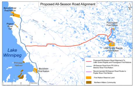 Proposed All-Season Road Alignment  Berens River First Nation  Pigeon