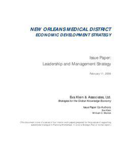 NEW ORLEANS MEDICAL DISTRICT ECONOMIC DEVELOPMENT STRATEGY