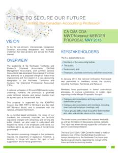 VISION To be the pre-eminent, internationally recognized, Canadian accounting designation and business credential that best protects and serves the Public interest.