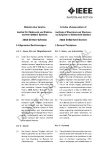 SWITZERLAND SECTION  Statuten des Vereins Articles of Association of