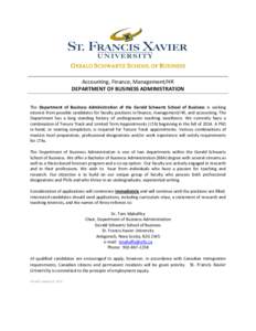 Tenure / Education / Knowledge / Business schools in Canada / Gerald Schwartz School of Business / St. Francis Xavier University