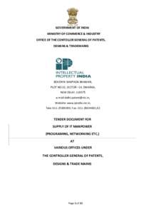 GOVERNMENT OF INDIA MINISTRY OF COMMERCE & INDUSTRY OFFICE OF THE CONTOLLER GENERAL OF PATENTS, DESIGNS & TRADEMARKS  BOUDHIK SAMPADA BHAWAN,