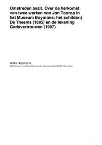 Omstreden bezit. Over de herkomst van twee werken van Jan Toorop in het Museum Boymans: het schilderij De Theemsen de tekening Godsvertrouwen (1907)